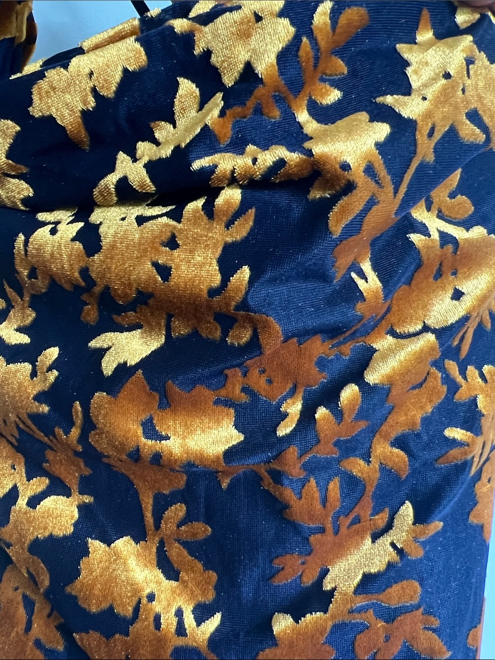 AKIRA Gold & Dark Navy Floral Backless Slip Dress - Picture 8 of 8